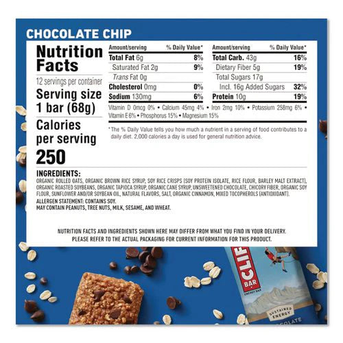 Chocolate Chip Energy Bars (12 CT)