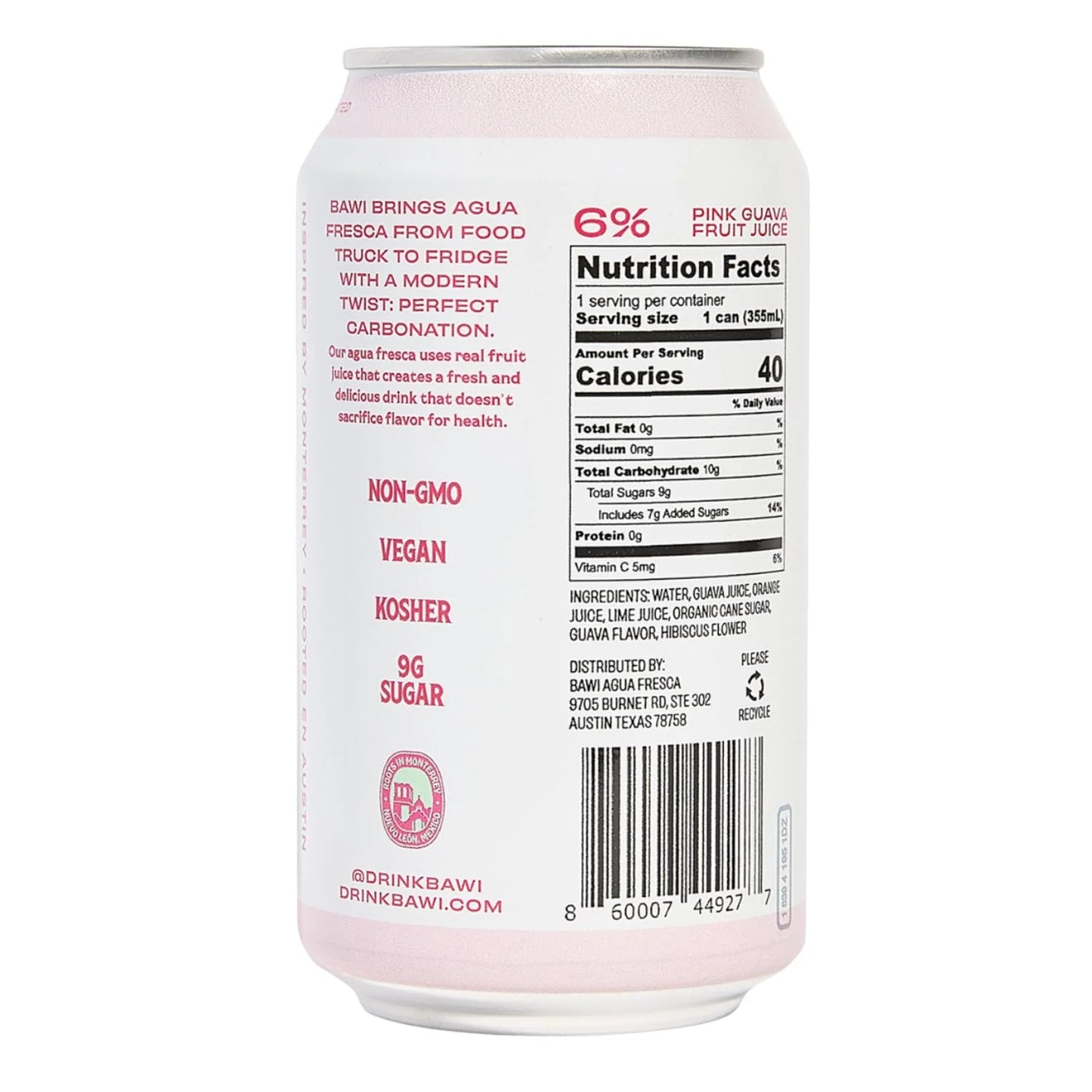 Sparkling Agua Fresca La Guayaba - Pink Guava (12 Pack)