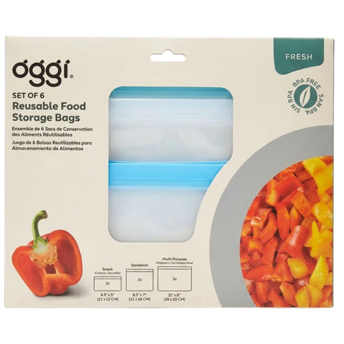 Reusable PEVA Food Bag - Assorted Sizes (6 CT)
