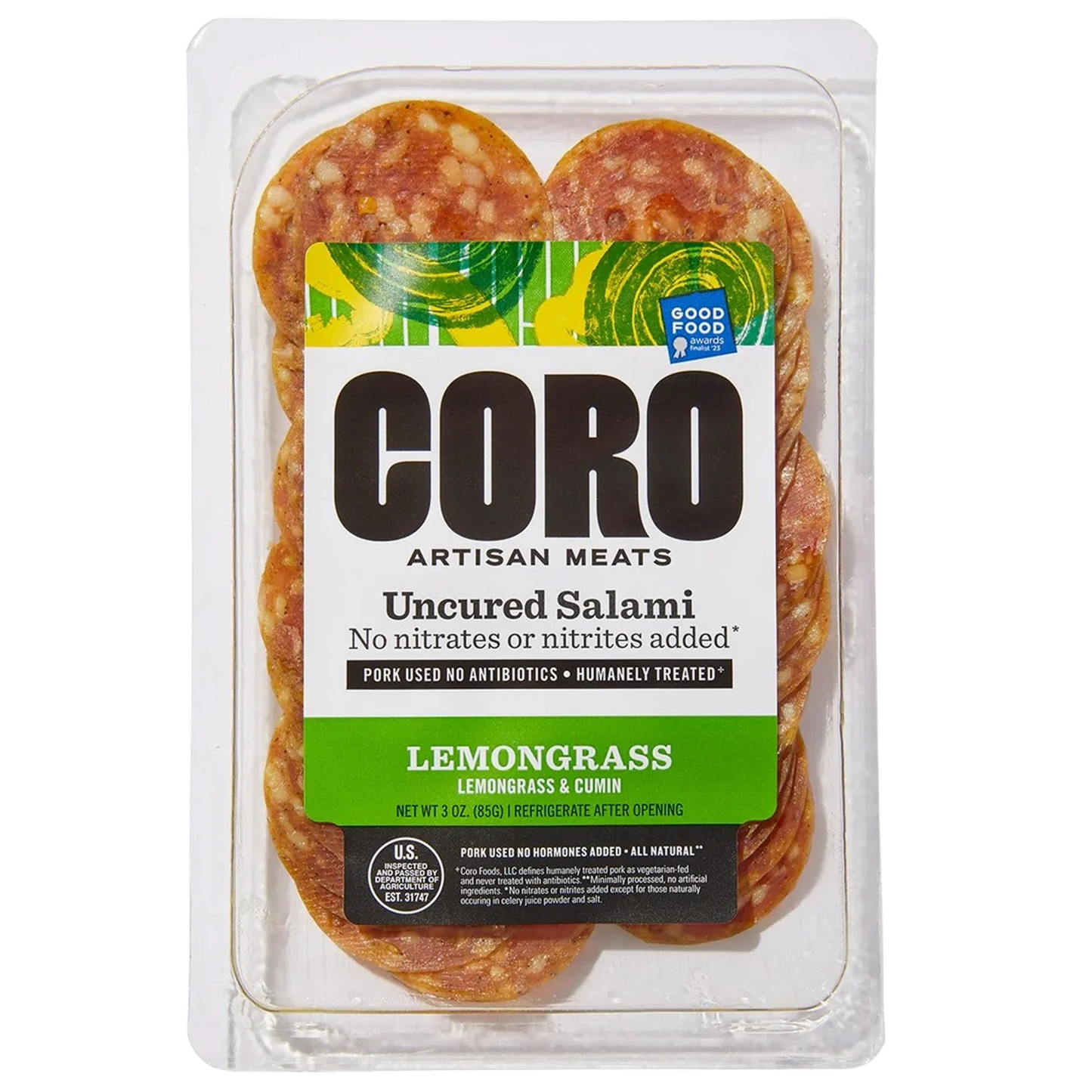 Uncured Sliced Lemongrass Salami