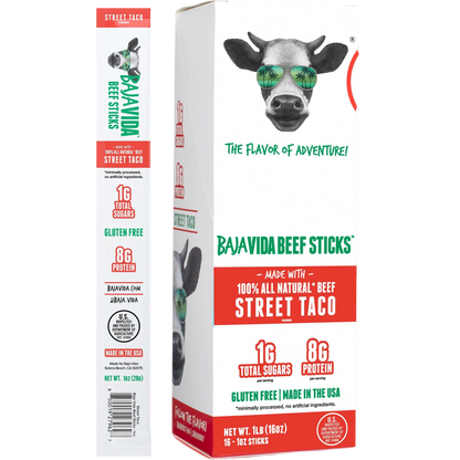 100% All-Natural Beef Sticks - Street Taco (16 Sticks)