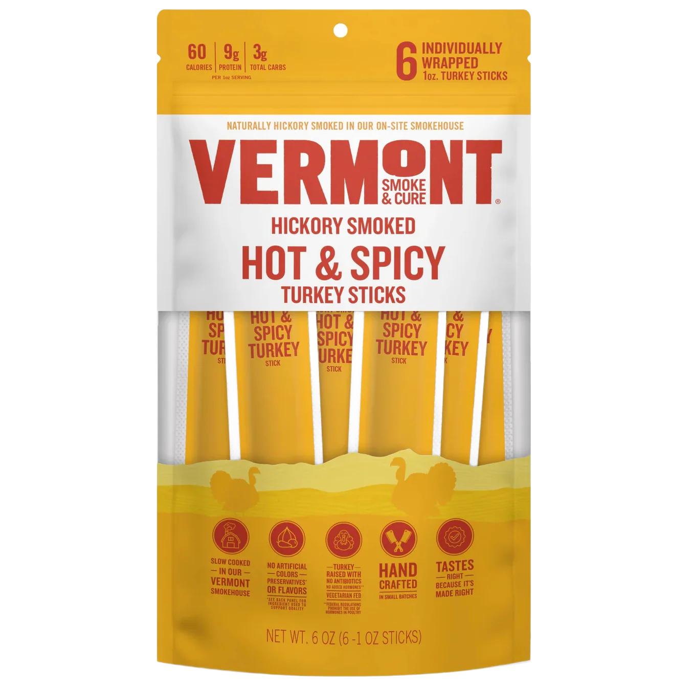 Hickory Smoked Hot & Spicy Turkey Sticks (6 CT)