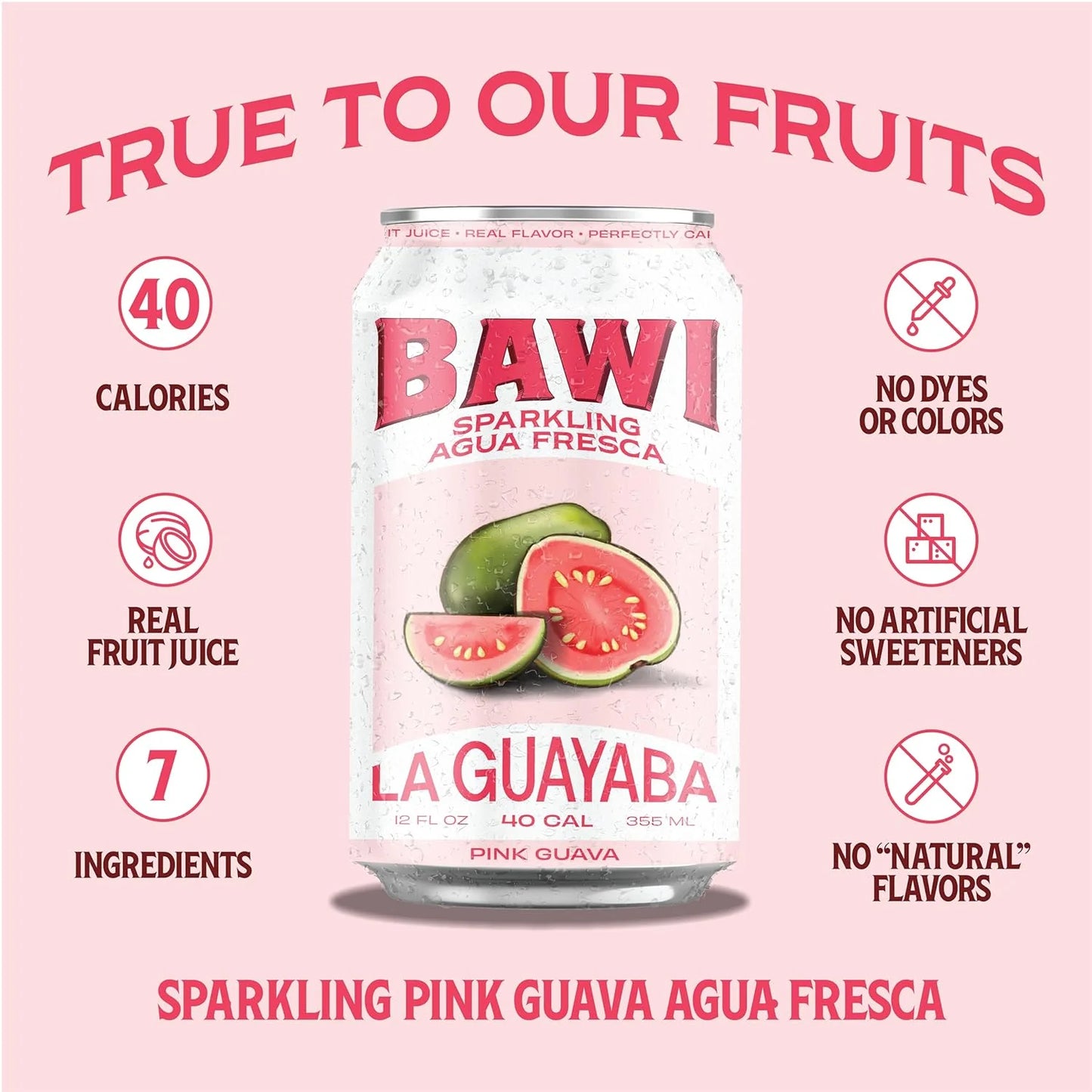 Sparkling Agua Fresca La Guayaba - Pink Guava (12 Pack)