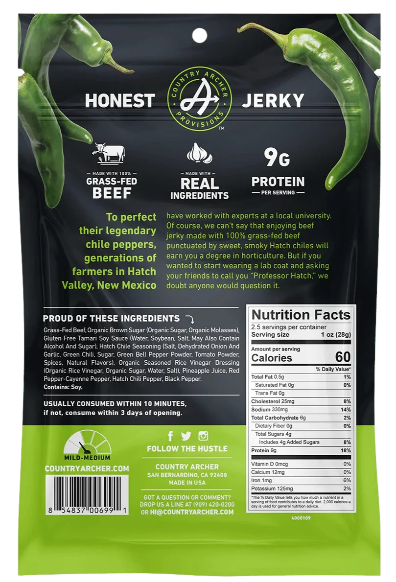 Grass-Fed Beef Jerky Hatch Chile