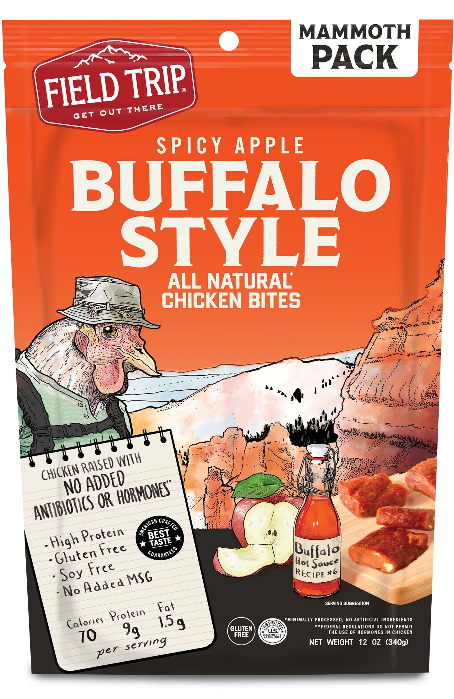 Buffalo Style Chicken Jerky Bites (Large Pack) - Low Carb, Healthy High Protein