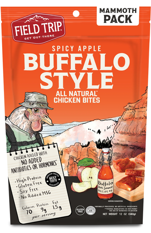 Buffalo Style Chicken Jerky Bites (Large Pack) - Low Carb, Healthy High Protein