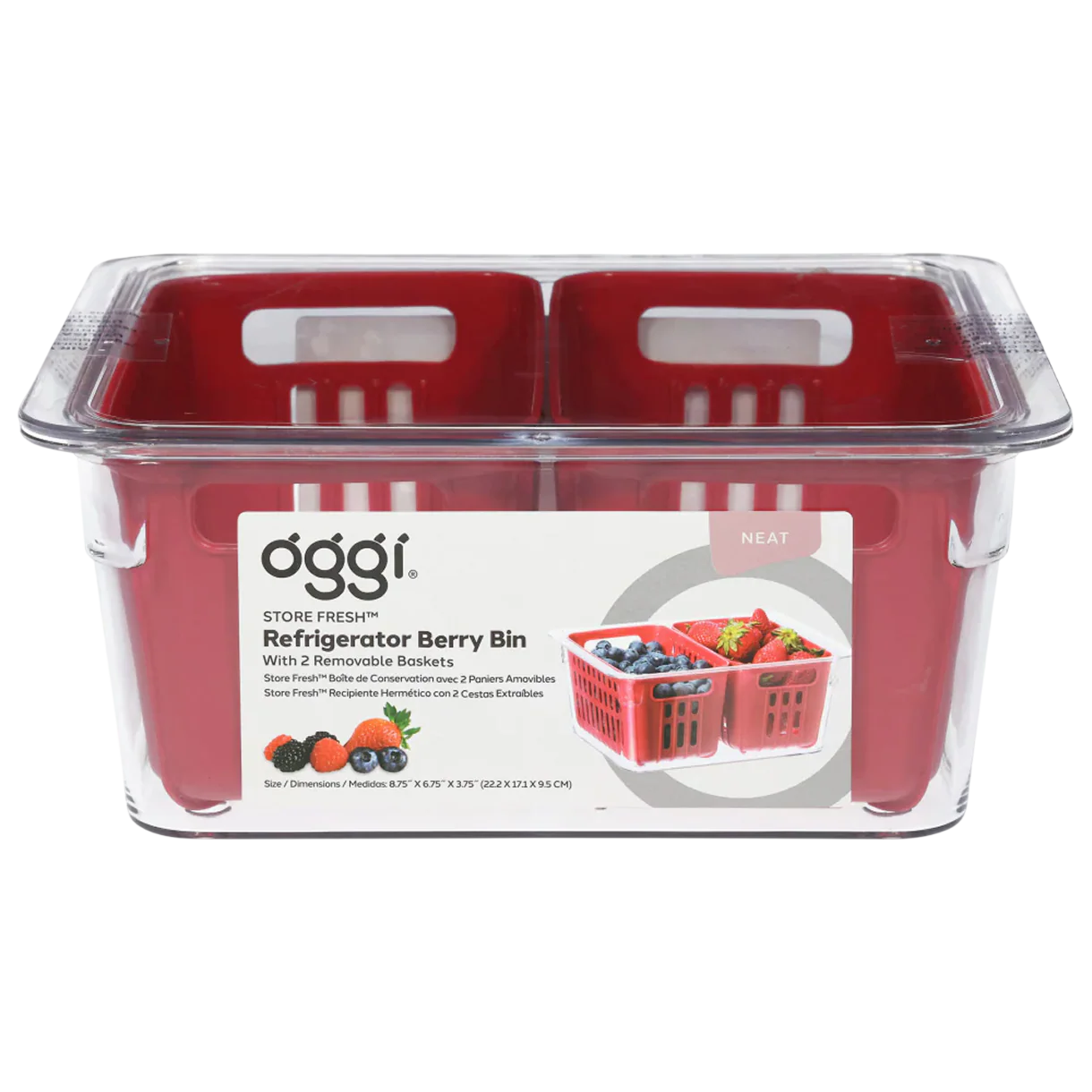Berry Bin 8.75" x 6.75" - Twin Strainer Basket