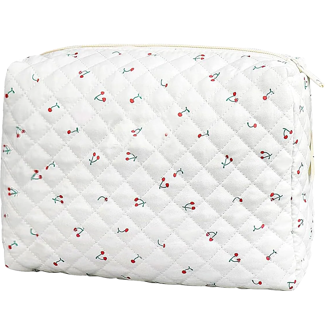 Quilted Cherry Cosmetic Bag