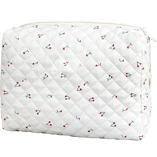 Quilted Cherry Cosmetic Bag