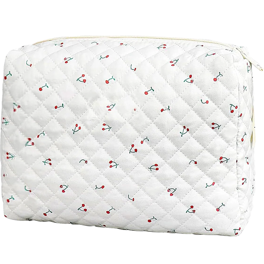 Quilted Cherry Cosmetic Bag