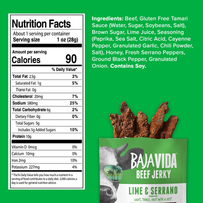 Lime & Serrano Pepper Beef Jerky (12 Pack)