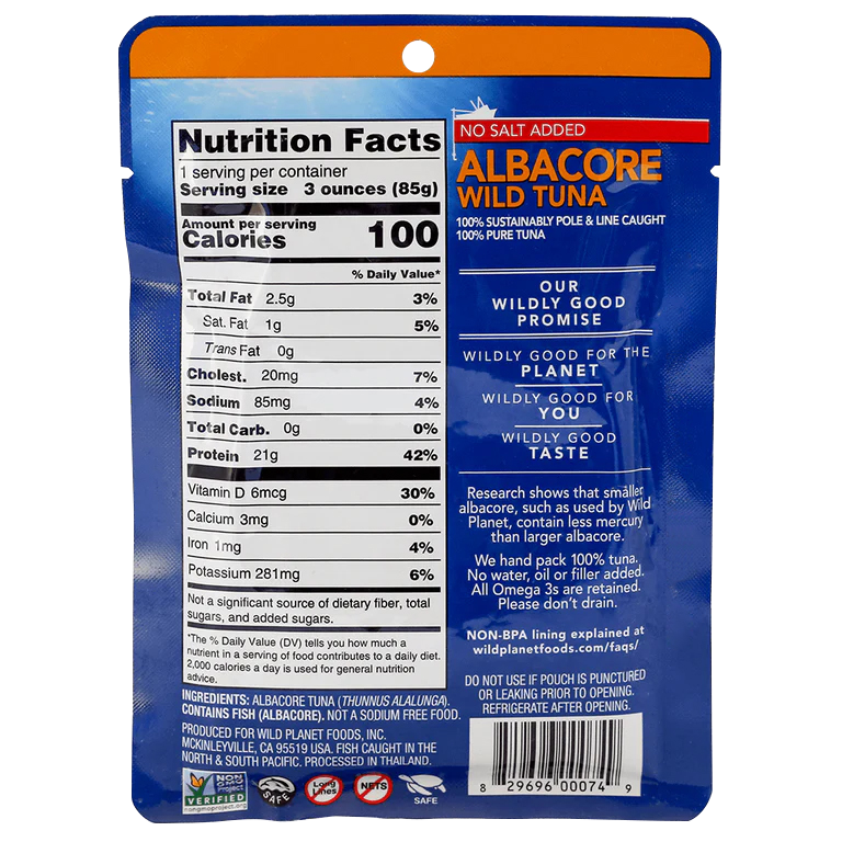 Albacore Wild Tuna Single-Serve Pouch No Salt Added
