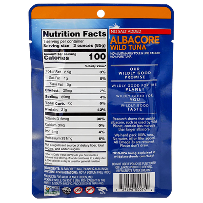 Albacore Wild Tuna Single-Serve Pouch No Salt Added