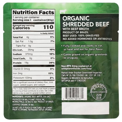 Organic Shredded Beef Single-Serve Pouch