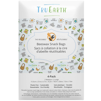 Beeswax Snack Bags 4 Pack - Contains 2 Medium & 2 Large Bags
