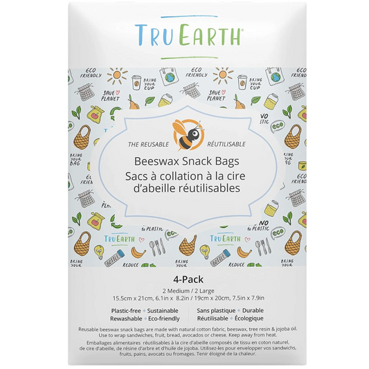 Beeswax Snack Bags 4 Pack - Contains 2 Medium & 2 Large Bags