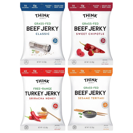 Beef and Turkey Jerky Variety, Original, Sweet Chipotle, Sriracha Honey (4 CT)