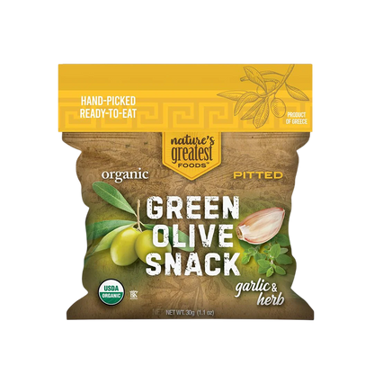 Organic Green Olives Garlic And Herb (24 Pack)