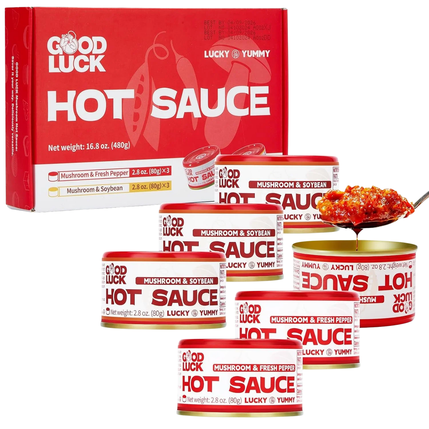 Fresh Pepper Mushroom and Soybean Hot Sauce (6 Pack)