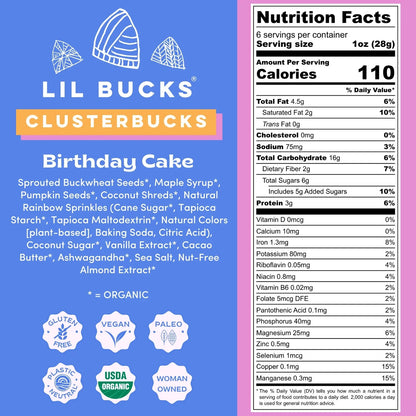 Organic Birthday Cake Clusterbucks Granola