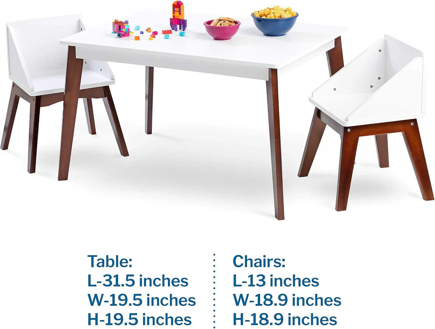 Modern Table And Chair Set Chairs - White/Espresso