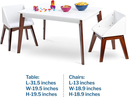 Modern Table And Chair Set Chairs - White/Espresso