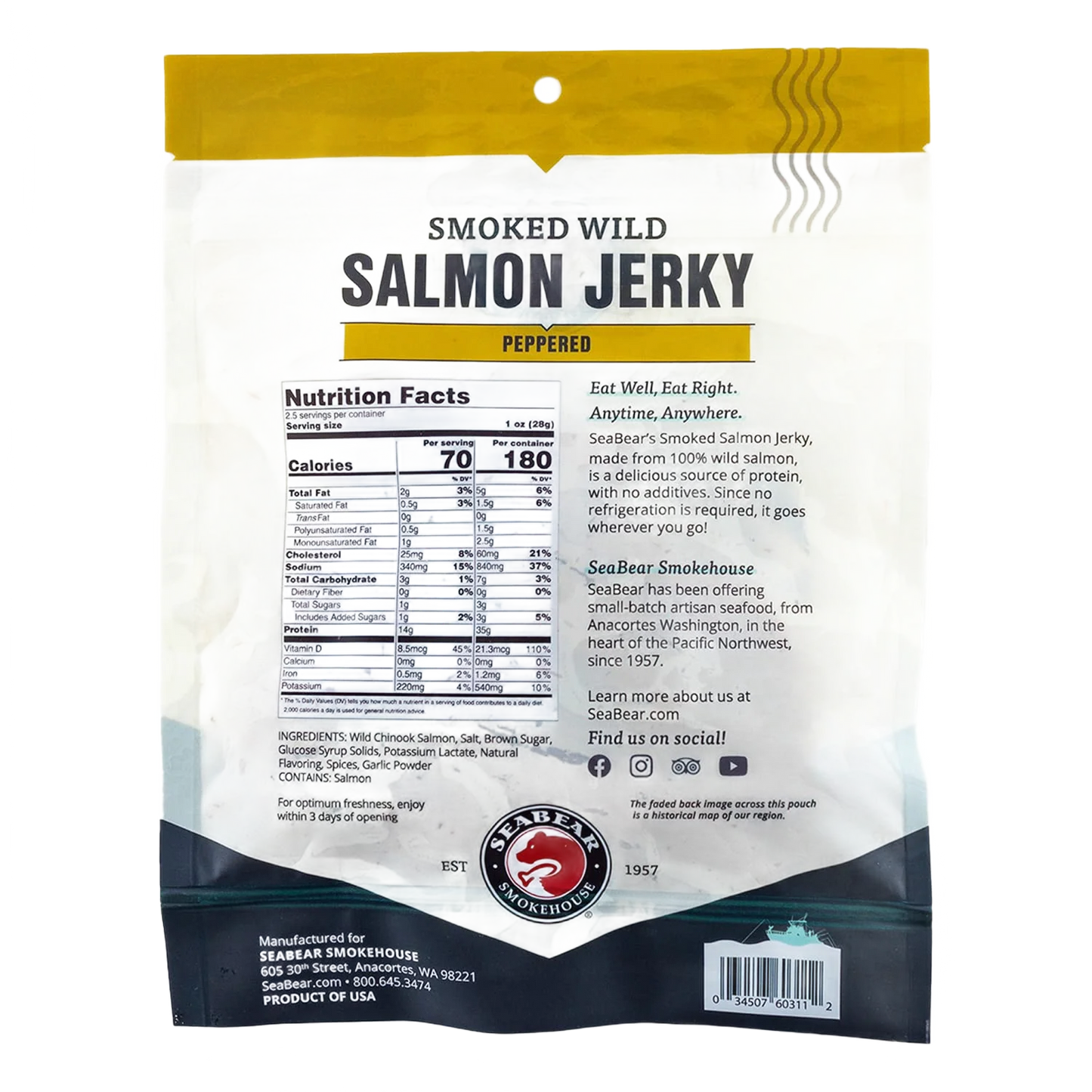 Peppered Smoked Wild Salmon Jerky