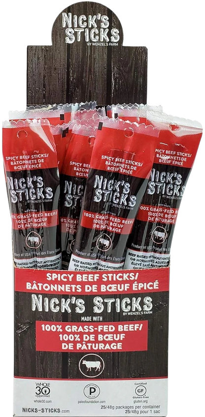 Grass Fed Spicy Beef Stix Snack (25 Pack)