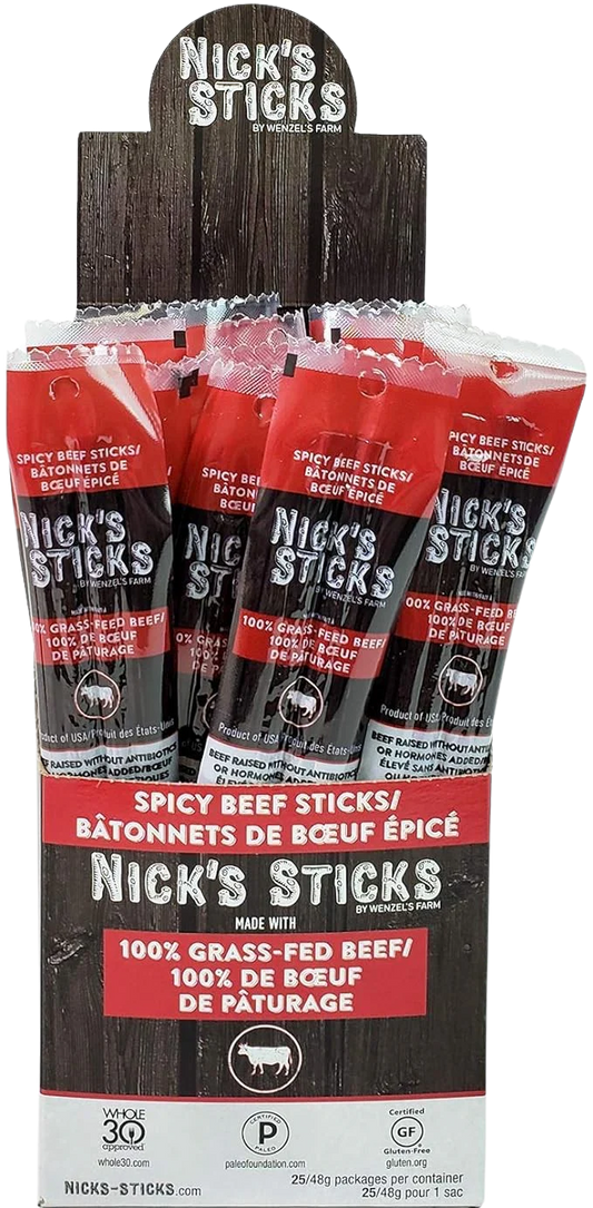Grass Fed Spicy Beef Stix Snack (25 Pack)