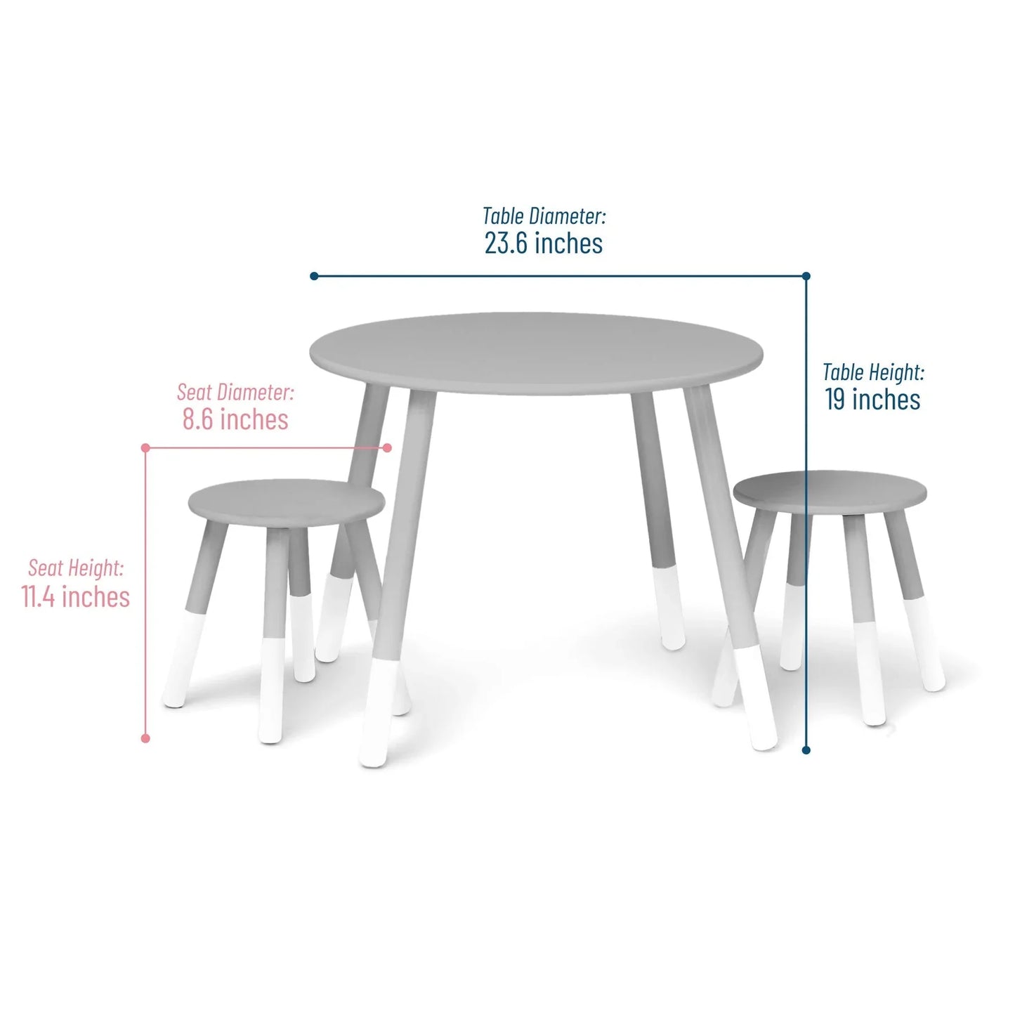 Scandi Table And Chair Set - Grey/White