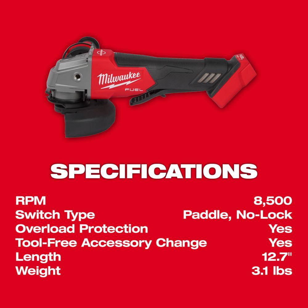 M18 Fuel 18V Lithium-Ion Brushless Cordless 4-1/2 in. /5 in. Grinder with Paddle Switch Kit with FORGE 6.0Ah Battery