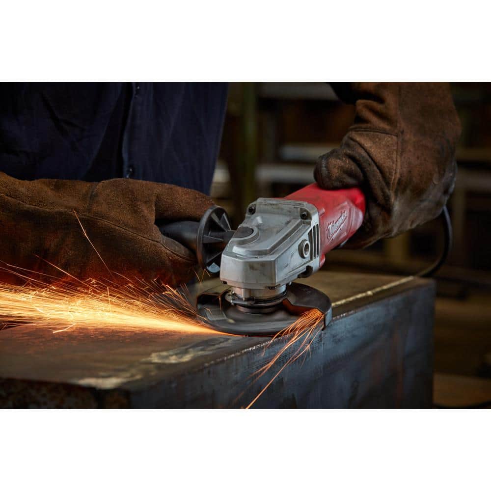 11 Amp Corded 4-1/2 in. Small Angle Grinder with Lock-On Paddle Switch