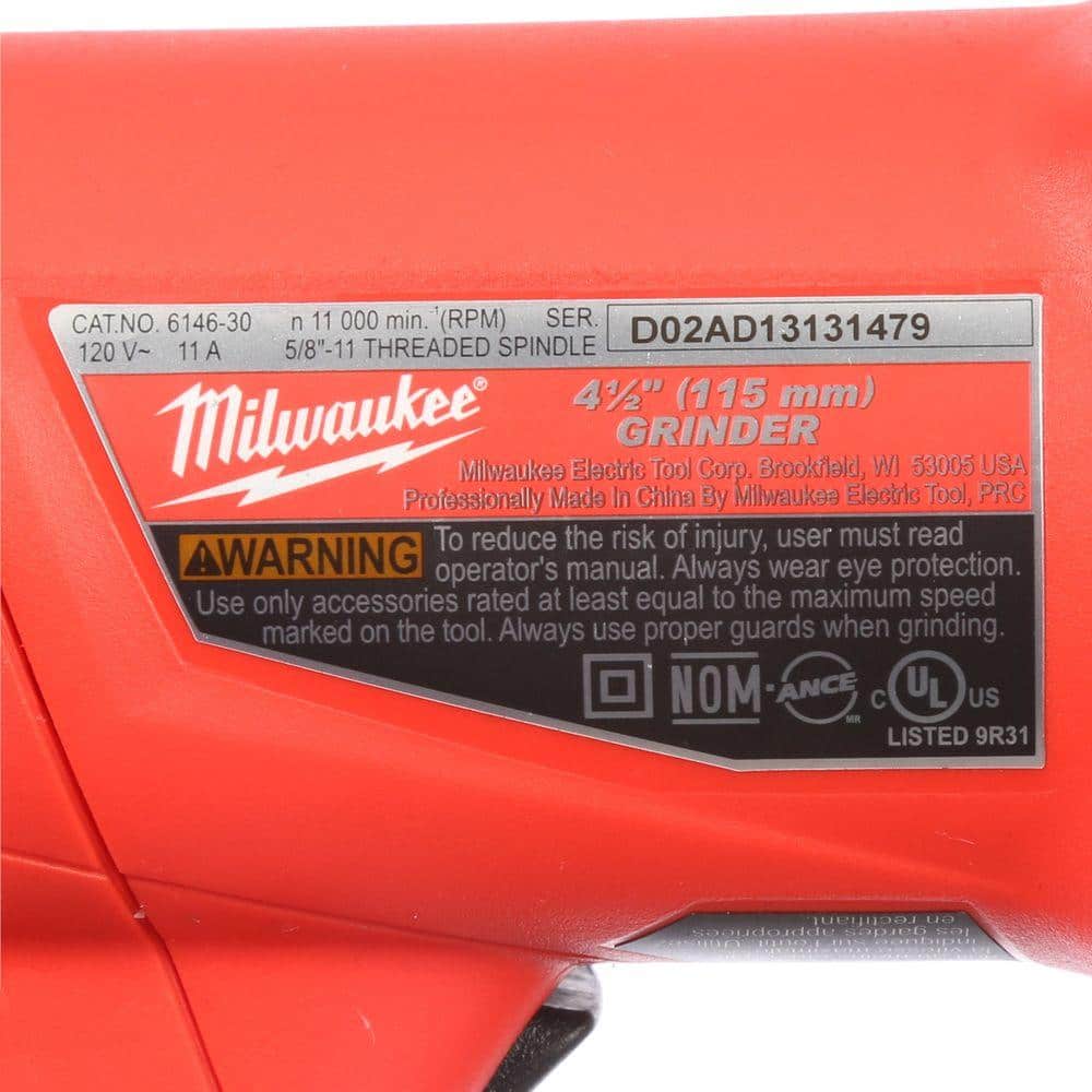 11 Amp Corded 4-1/2 in. Angle Grinder with Paddle and Lock-on Switch