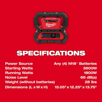 M18 18V Lithium-Ion Cordless 3600-Watt/1800-Watt Battery Powered Power Supply
