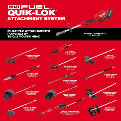 M18 FUEL 10 in. 18V Lithium-Ion Brushless Electric Cordless Pole Saw with M18 QUIK-LOK Hedge Trimmer Attachment (2-Tool)