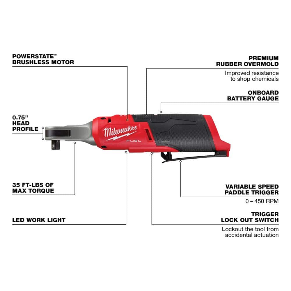 M12 FUEL 12-Volt Lithium-Ion Brushless Cordless High Speed 3/8 in. Ratchet (Tool-Only)