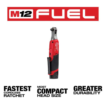M12 FUEL 12V Lithium-Ion Brushless Cordless High Speed 3/8 in. Ratchet Kit w/(2) Batteries, Charger and Bag