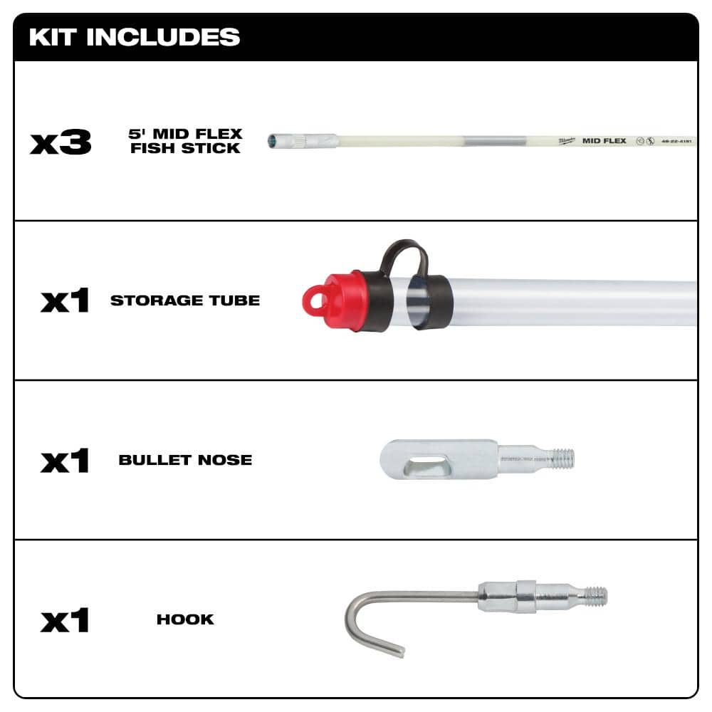 15 ft. Mid Flex Fiberglass Fish Stick Kit with Accessories