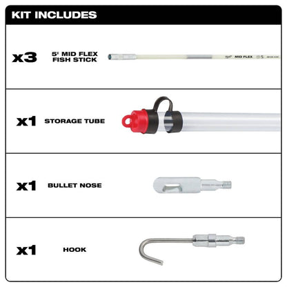 15 ft. Mid Flex Fiberglass Fish Stick Kit with Accessories