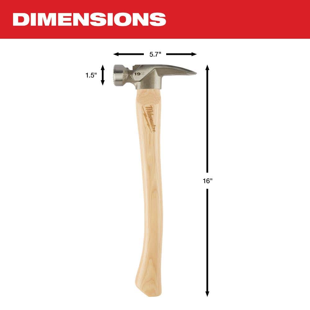 19 oz. Wood Milled Face Hickory Framing Hammer