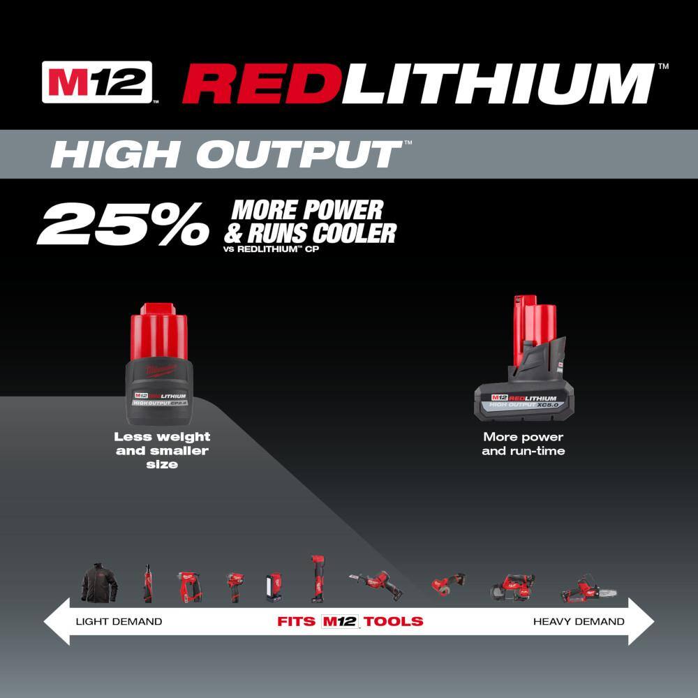 M12 12-Volt Lithium-Ion Cordless Grease Gun with M12 12-Volt Lithium-Ion CP High Output 2.5 Ah Battery Pack
