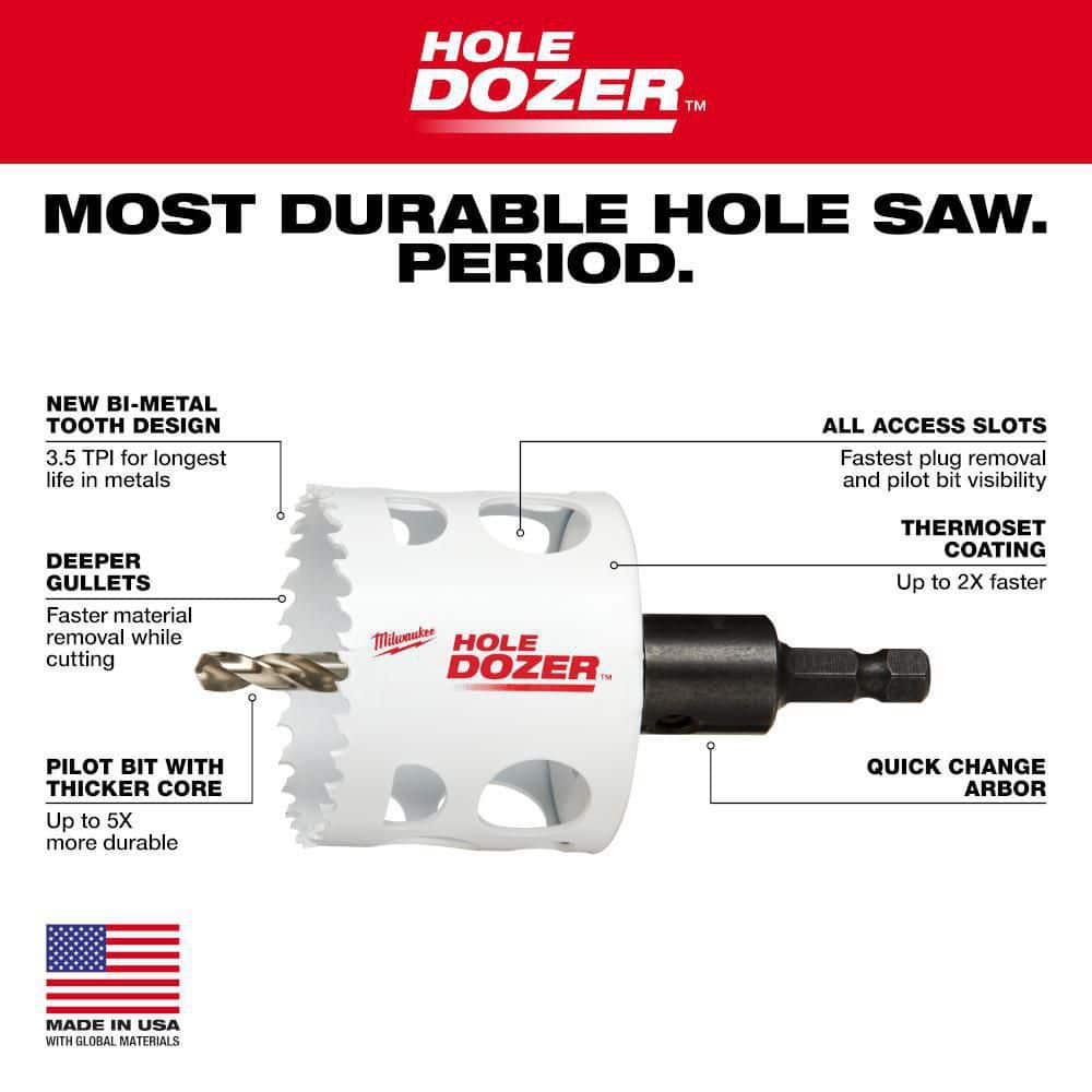 2 in. Hole Dozer Bi-Metal Hole Saw with 3/8 in. Arbor & Pilot Bit