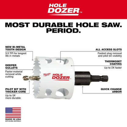 2 in. Hole Dozer Bi-Metal Hole Saw with 3/8 in. Arbor & Pilot Bit