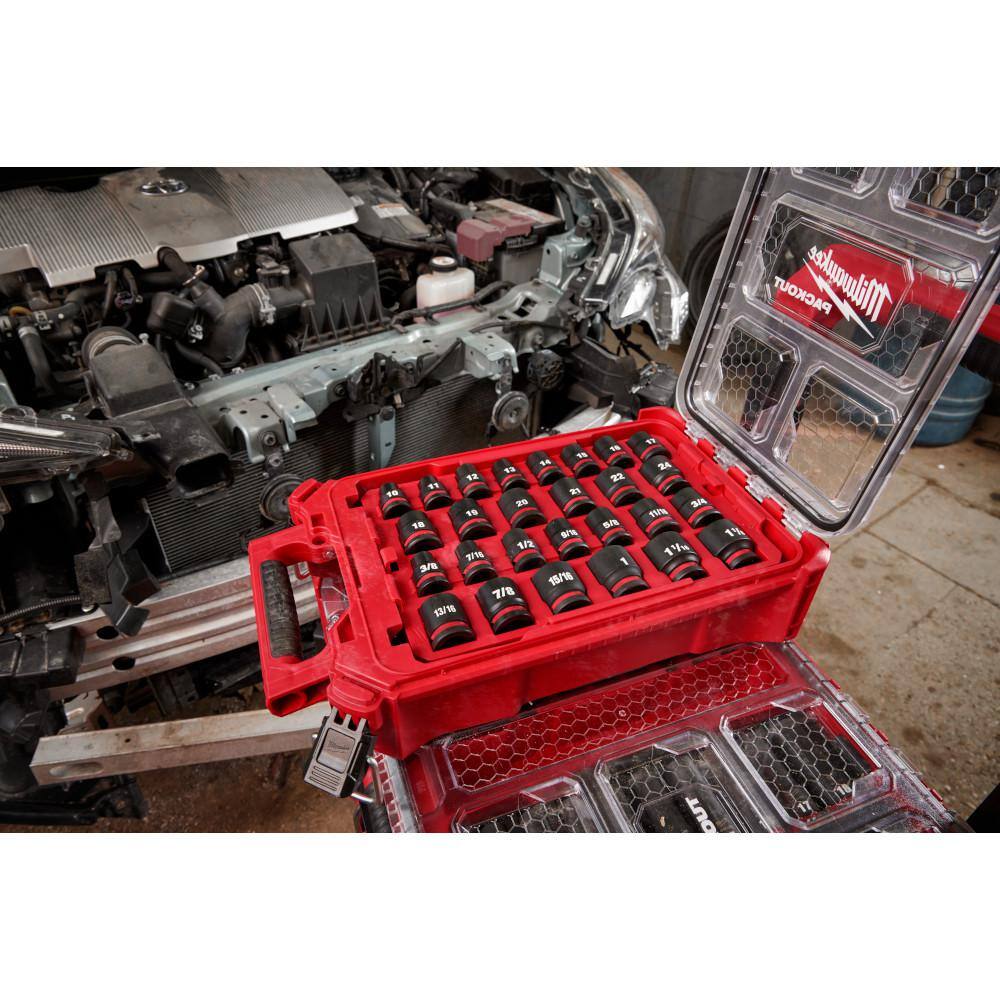 SHOCKWAVE Impact-Duty 1/2 in. Drive Metric and SAE Standard Impact PACKOUT Socket Set (27-Piece)