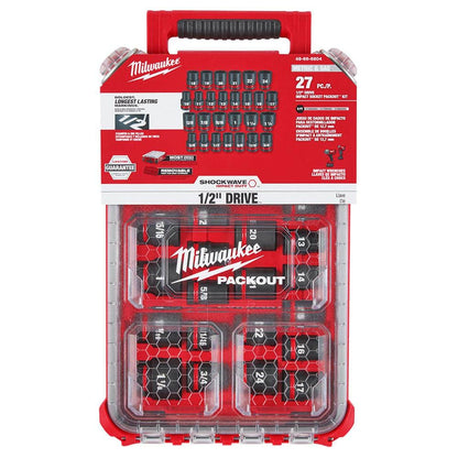 SHOCKWAVE Impact-Duty 1/2 in. Drive Metric and SAE Standard Impact PACKOUT Socket Set (27-Piece)