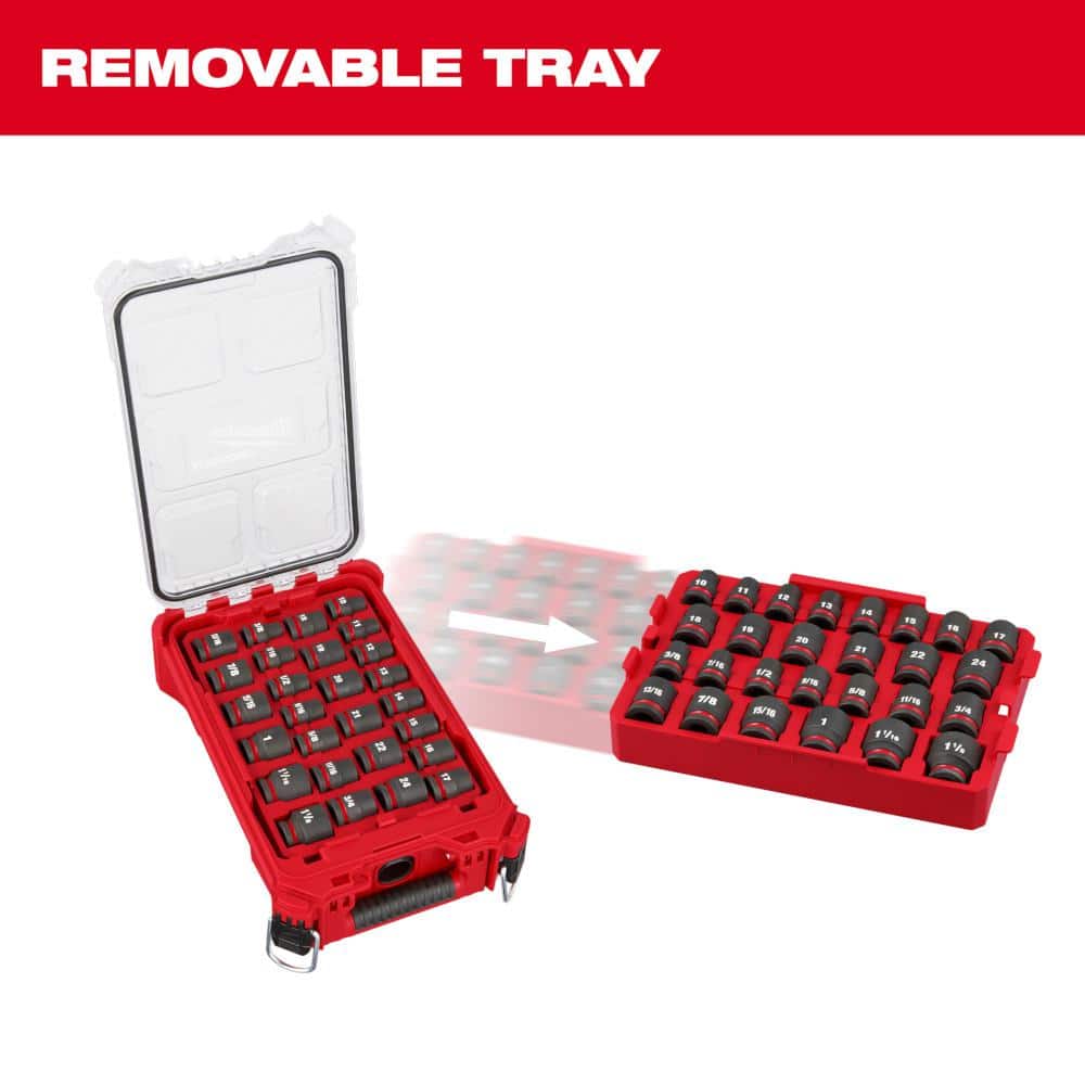 SHOCKWAVE Impact-Duty 1/2 in. Drive Metric and SAE Standard Impact PACKOUT Socket Set (27-Piece)