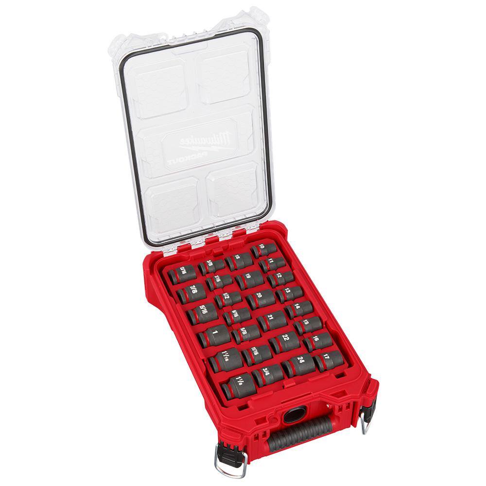 SHOCKWAVE Impact-Duty 1/2 in. Drive Metric and SAE Standard Impact PACKOUT Socket Set (27-Piece)
