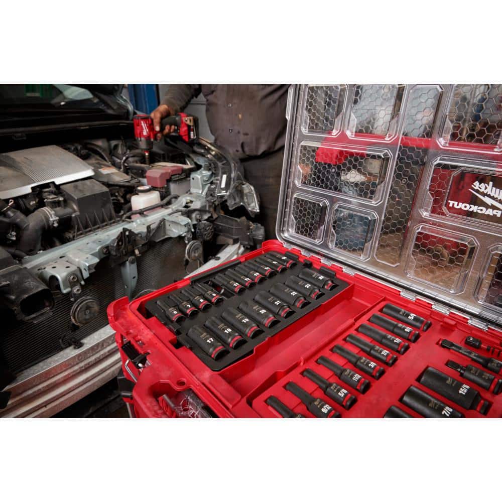 SHOCKWAVE Impact-Duty 3/8 in. Drive Metric and SAE Deep Well Impact PACKOUT Socket Set (36-Piece)