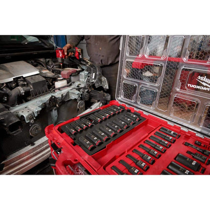 SHOCKWAVE Impact-Duty 3/8 in. Drive Metric and SAE Deep Well Impact PACKOUT Socket Set (36-Piece)