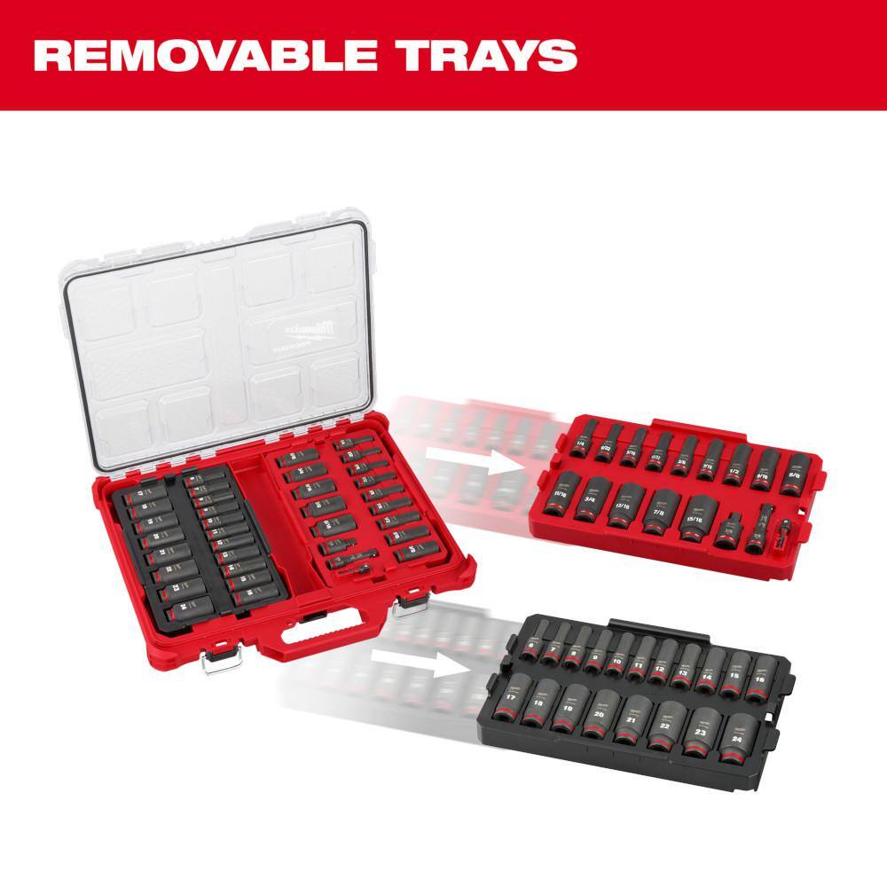 SHOCKWAVE Impact-Duty 3/8 in. Drive Metric and SAE Deep Well Impact PACKOUT Socket Set (36-Piece)